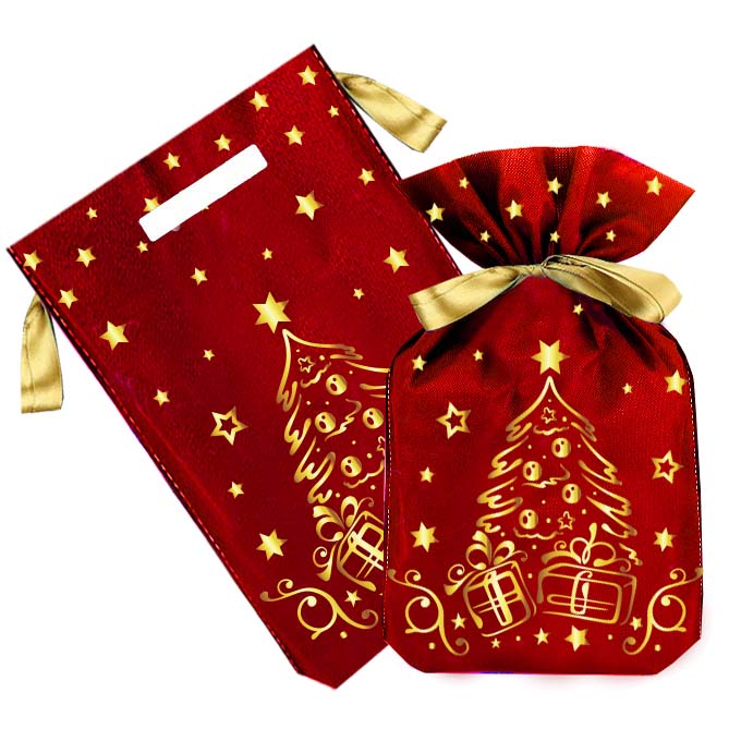 Мешочек Ёлочка золото на красном